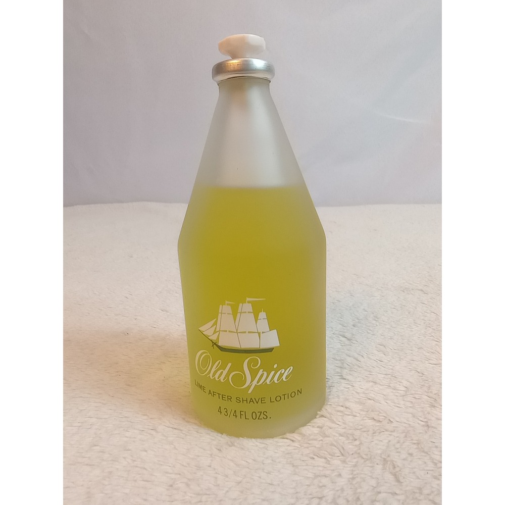 Vintage Old Spice Lime After Shave Lotion Shulton Frosted Glass Bottle 4.75 oz